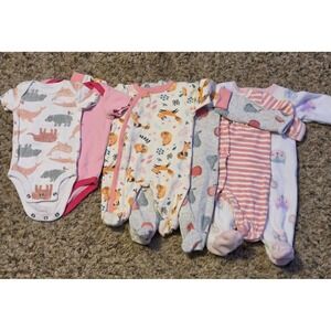 Bundle Of 6 Bodysuits/Sleepers Baby Size Newborn Circo/Carters/Koalababy